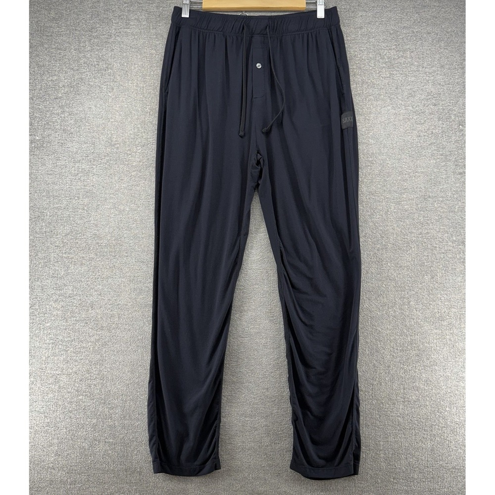 SAXX 22nd Century Silk Pajama Pants Men Size Medium Black Casual Relaxed